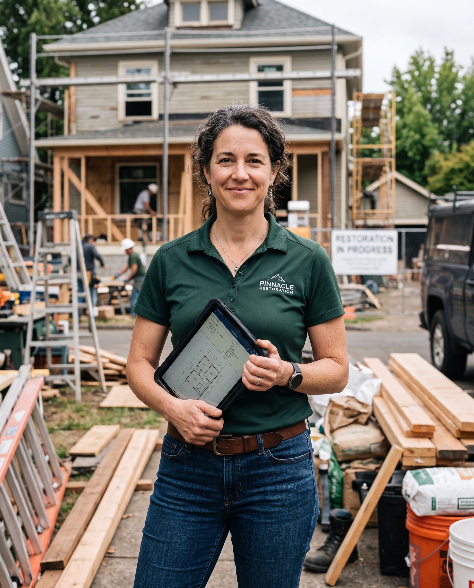 Portrait of a J L Fox project manager on a residential job site